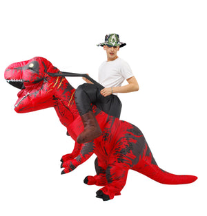 Inflatable Costume Dinosaur Riding T Rex Air Blow up Funny Party Halloween Costume for Adult