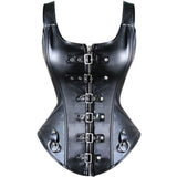 Leather Zipper Buckle Steel Boned Workout Overbust Corset