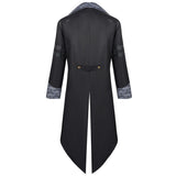 Men Gothic Steampunk Coat Medieval Victorian Tailcoat Costume for Halloween and Carnival Parties
