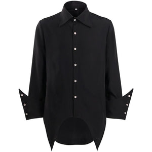 Men's Gothic Ruffle Collar Long-Sleeved Men's Tie Shirt Pleated Cuffs Shirts