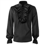 Mens Shirts Linen Shirt Gothic Ruffled Collar Long Sleeves Steampunk Ruffle Shirt