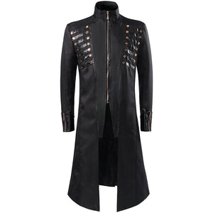 Mens Retro Steampunk Retro Tuxedo Long Jacket Retro Collar Suit