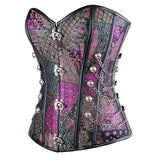 Steampunk Inspired Multi Embroidered Overbust Corset with Chains