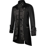 Steampunk Medieval Jacket Medieval Standing Collar Coat Double Breasted Costume Gothic Halloween Winter Jackets for Men