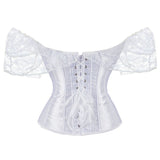 Women Corset Top with Lace Sleeve Lace Up Sexy Bustier Costume Tops