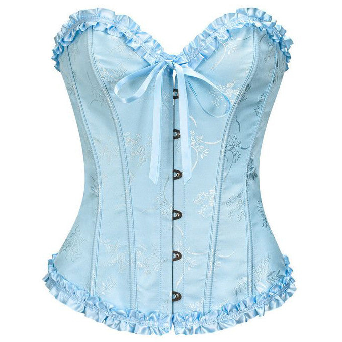 Classic Curves Lace Trim Strapless Overbust Bustier Corset