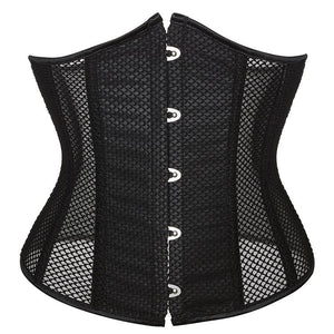 Women's Black Mesh Boned Underbust Waist Training Corsets