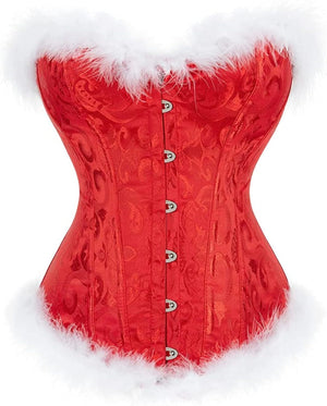 Women's Christmas Corset Sexy Lingerie Luxurious Mrs Santa Claus Bustier Costume Outfits