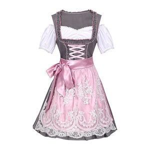 Women's German Dirndl Dress Traditional Bavarian Beer Garden Red 3 Pieces Oktoberfest Costumes