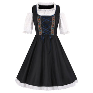 Womens Cosplay Maid Dirndl Dress German Oktoberfest Costumes for Bavarian Carnival Halloween Party Dresses