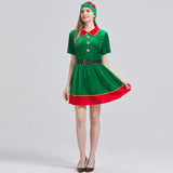 Womens Holiday Elf Costume Dress and Hat Elf Costume for Women