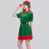 Womens Holiday Elf Costume Dress and Hat Elf Costume for Women